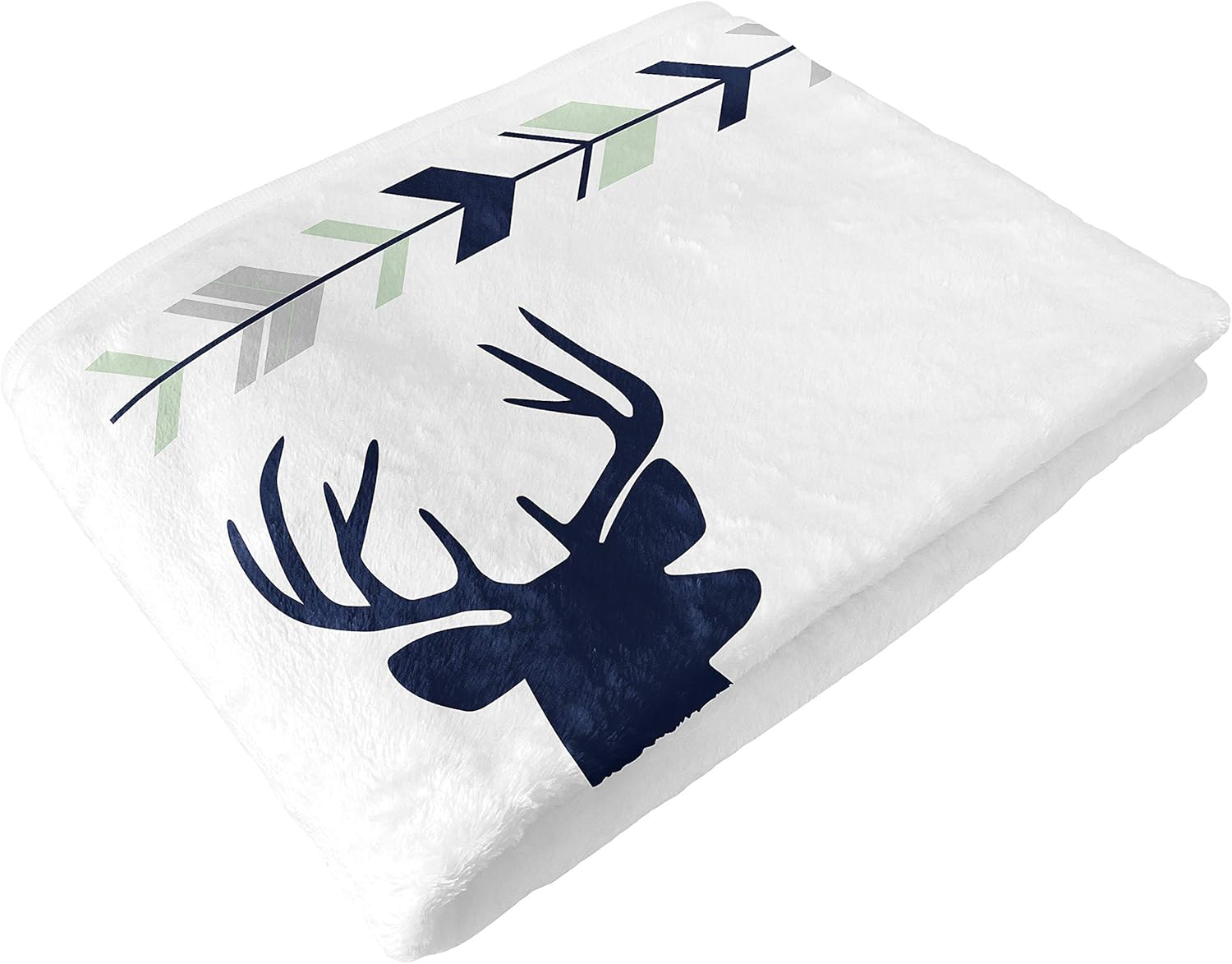 Sweet Jojo Designs Woodland Deer Milestone Blanket - Navy Blue Mint and Grey
