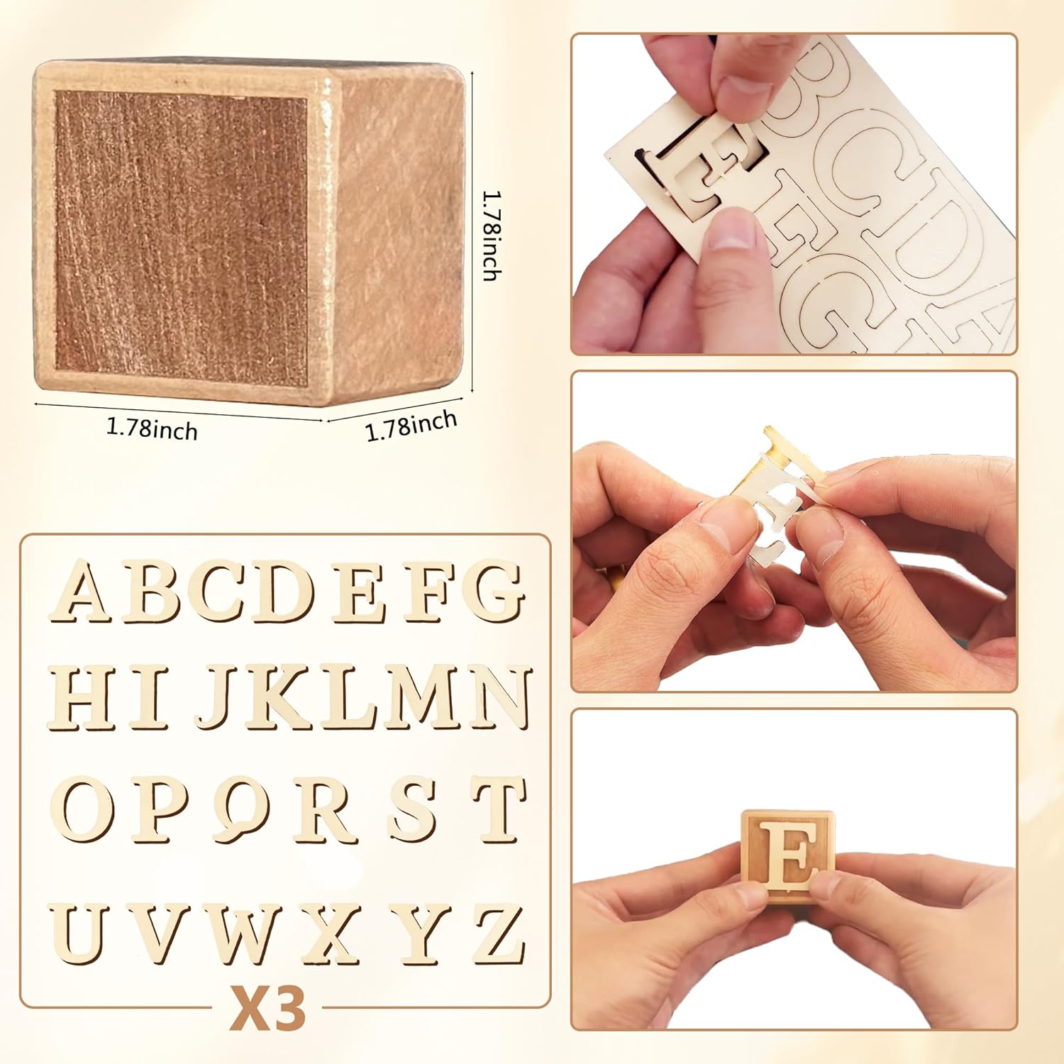 Zempfoal Custom Wooden Name Sign - 8-Letter Baby Blocks with 78 Alphabet Letters