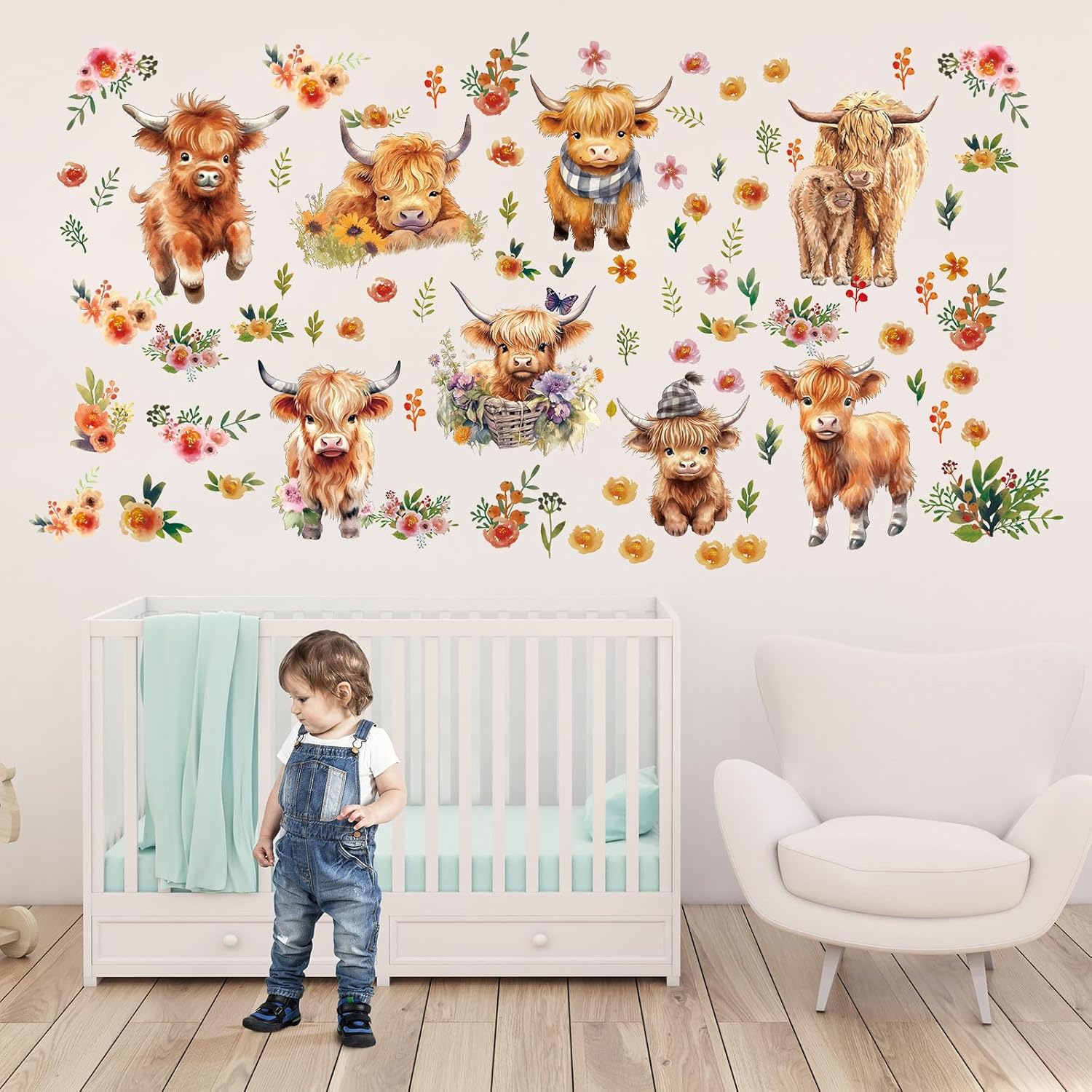 Yinder 12 Sheet 78 Pcs Highland Cow Wall Decals 1