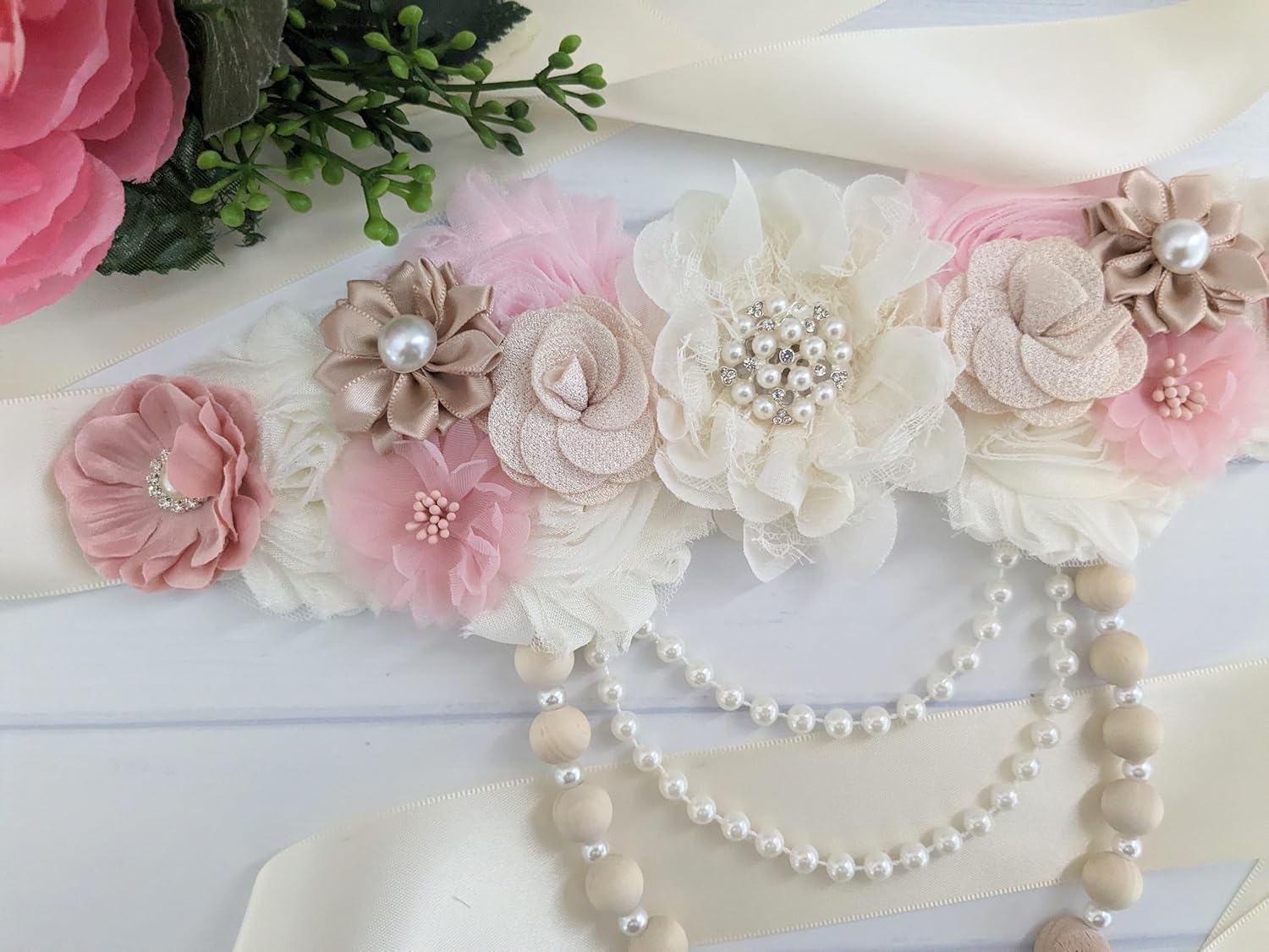 Blush Pink Baby Girl Bump Sash for Mom to Be