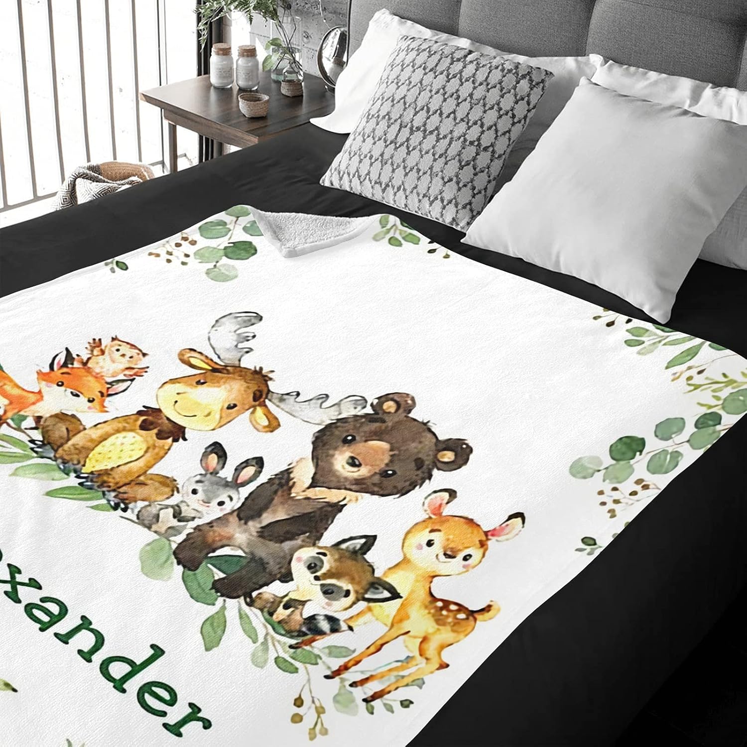 Personalized Baby Blanket with Name and Animals 1