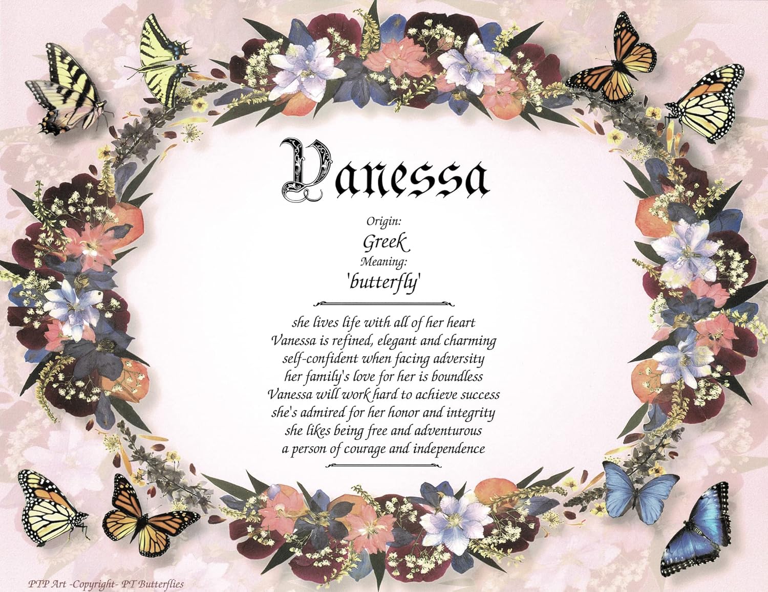 Personalized Butterfly Keepsake Print Frame 85x11
