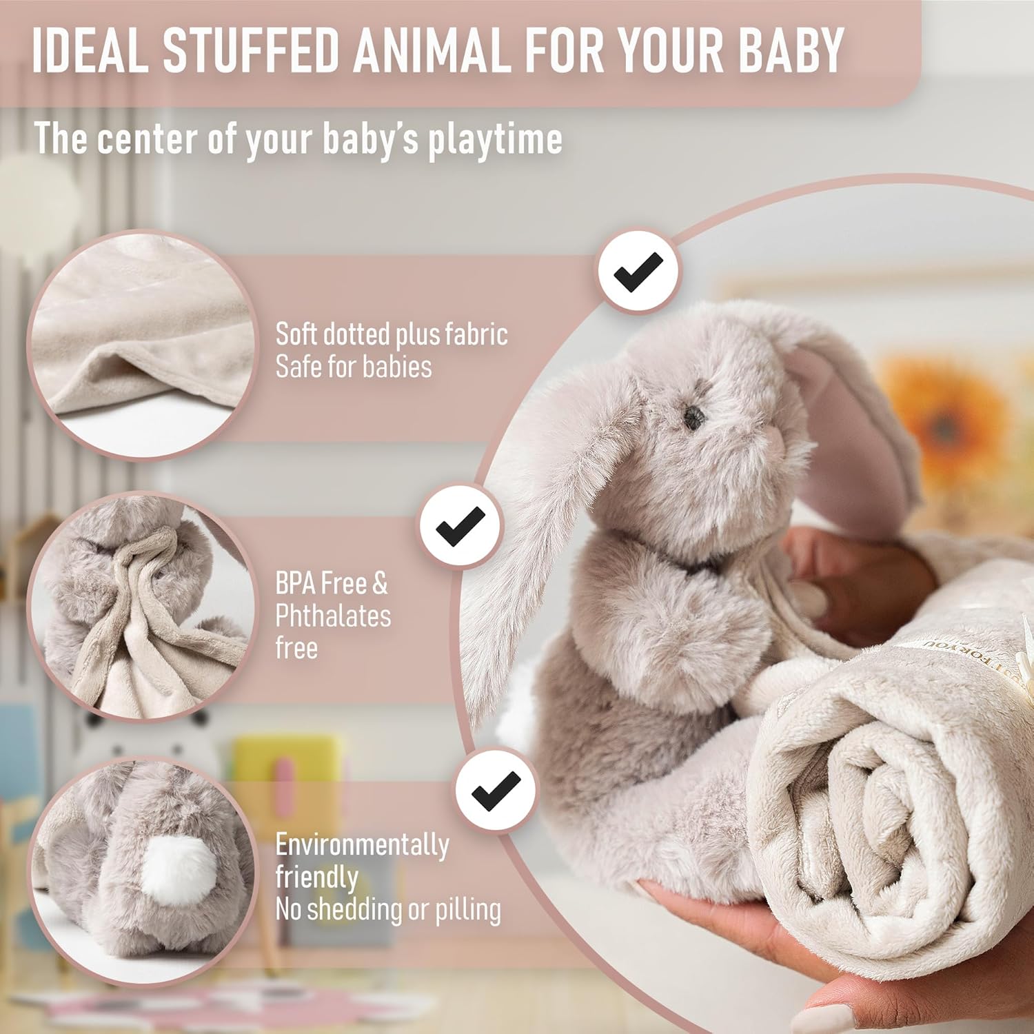 Baby Bunny Lovey Super Soft Security Blanket 196 Inches