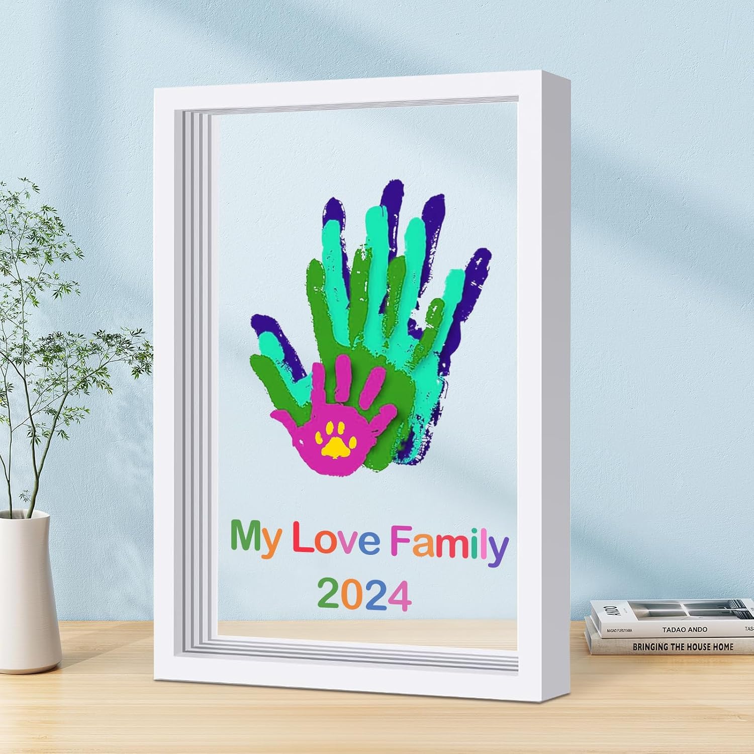 Family Handprint Kit DIY Wooden Frame with Non-Toxic Paints