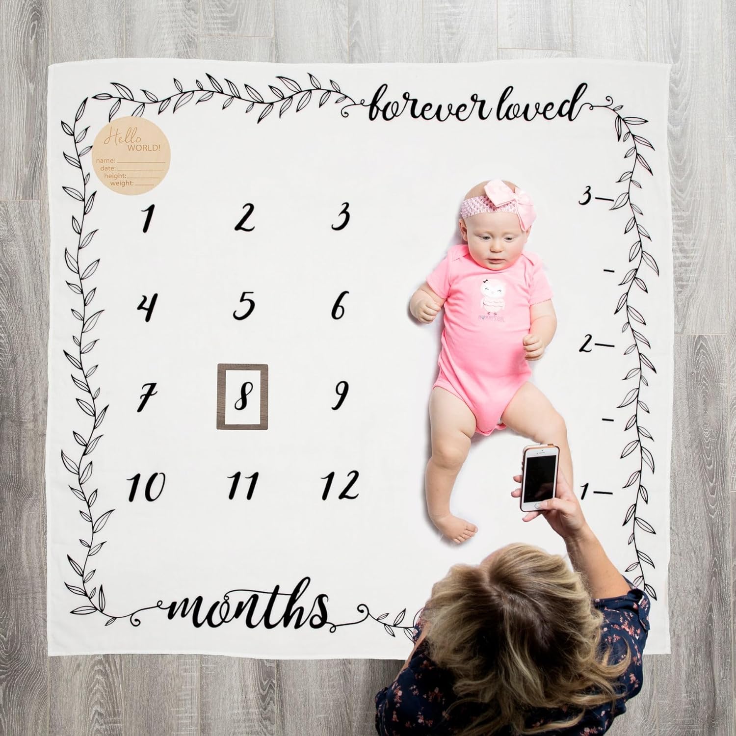 Organic Baby Milestone Blanket - 1-12 Months Neutral 47x47 with Frame and Disc