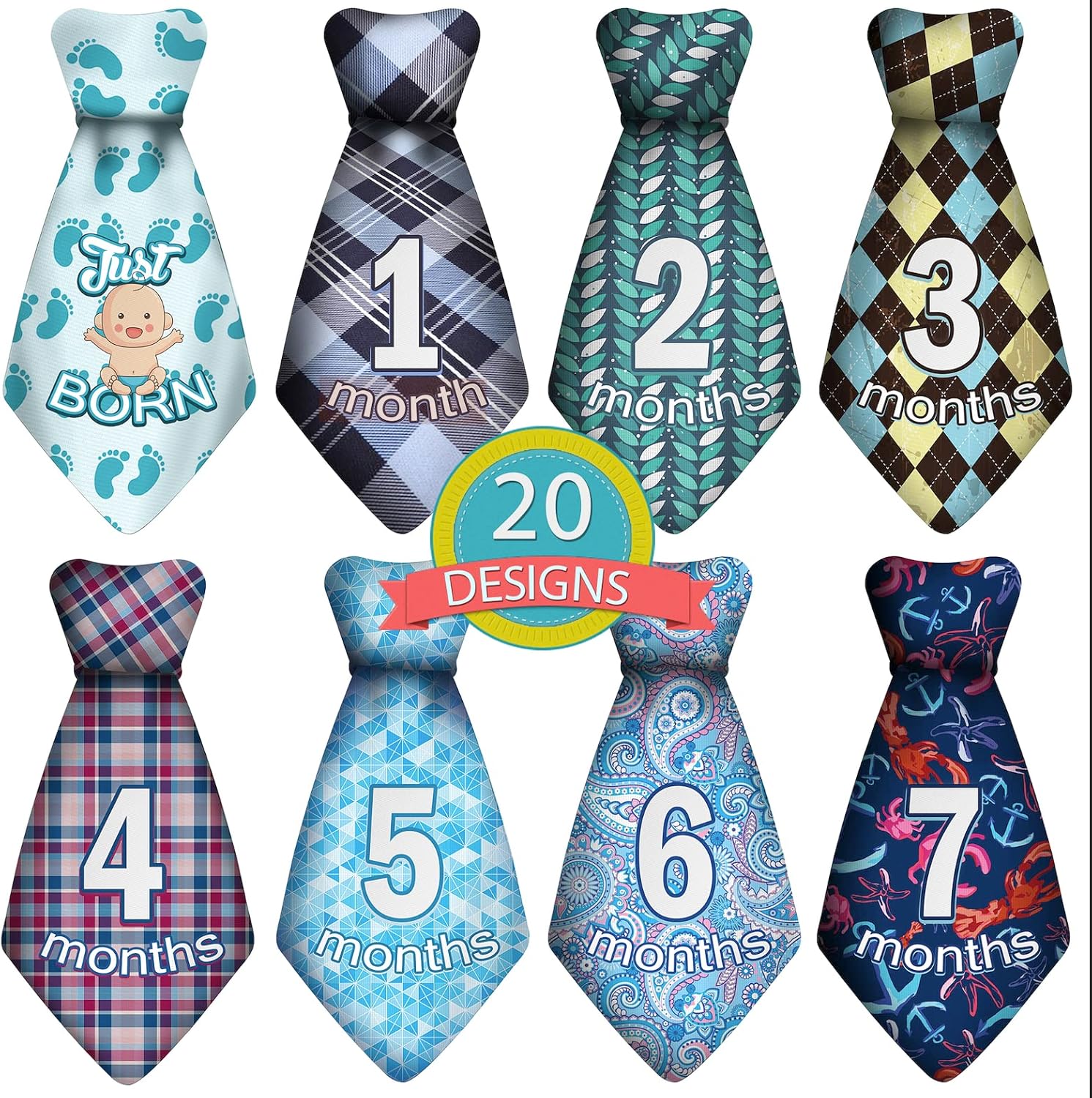 TurtleSurfers Baby Monthly Milestone Sticker Ties