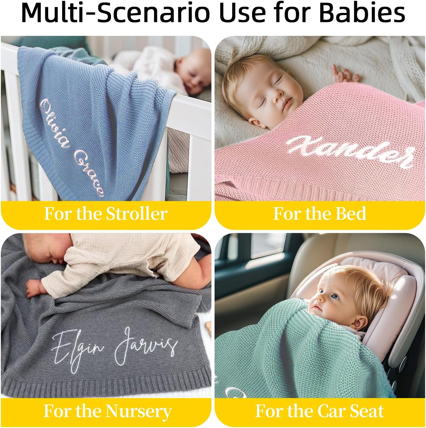 Custom Baby Blanket with Name - Personalized 30x40in Soft Knit Blanket