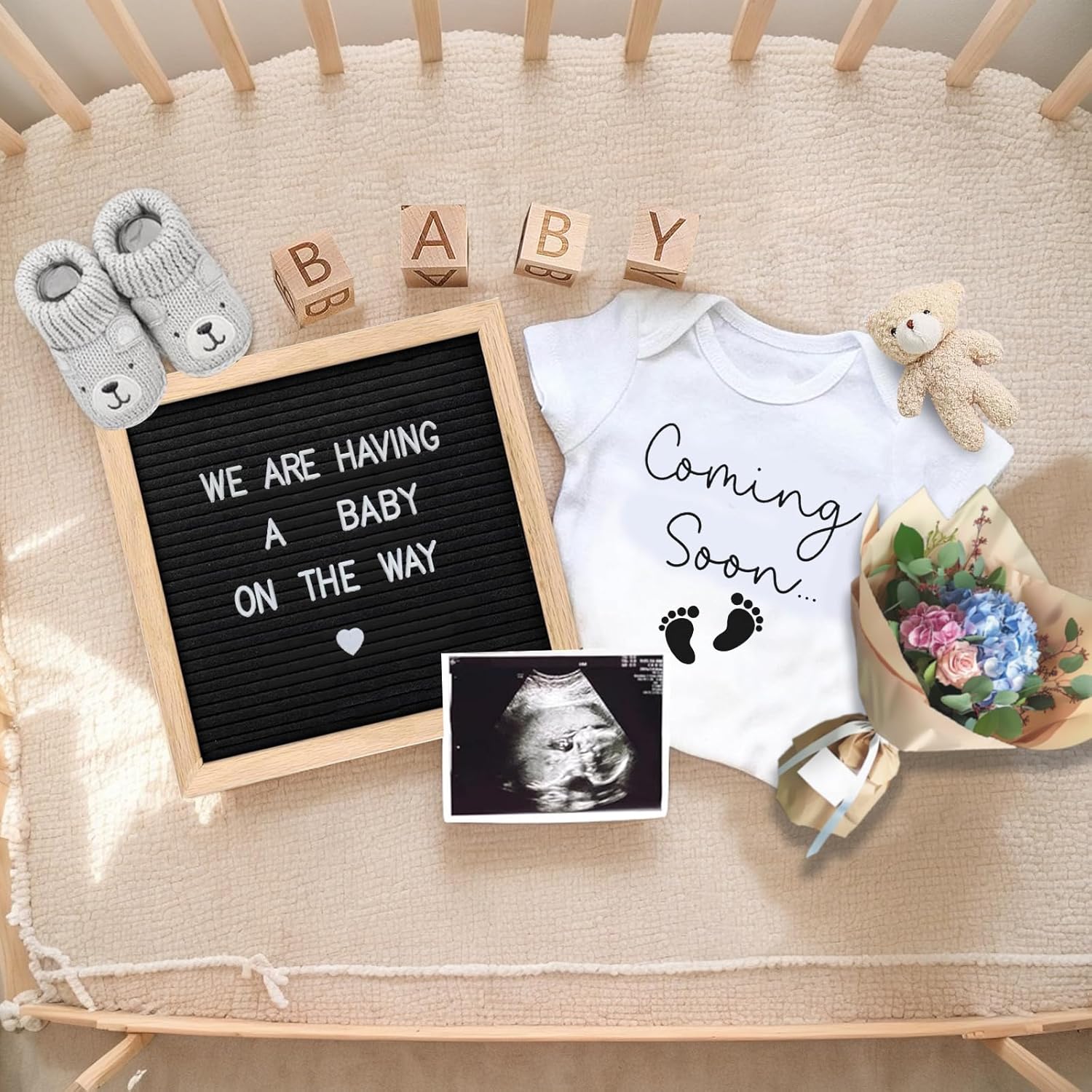 9 Pcs Pregnancy Announcement Set with Felt Letters Baby Keepsakes