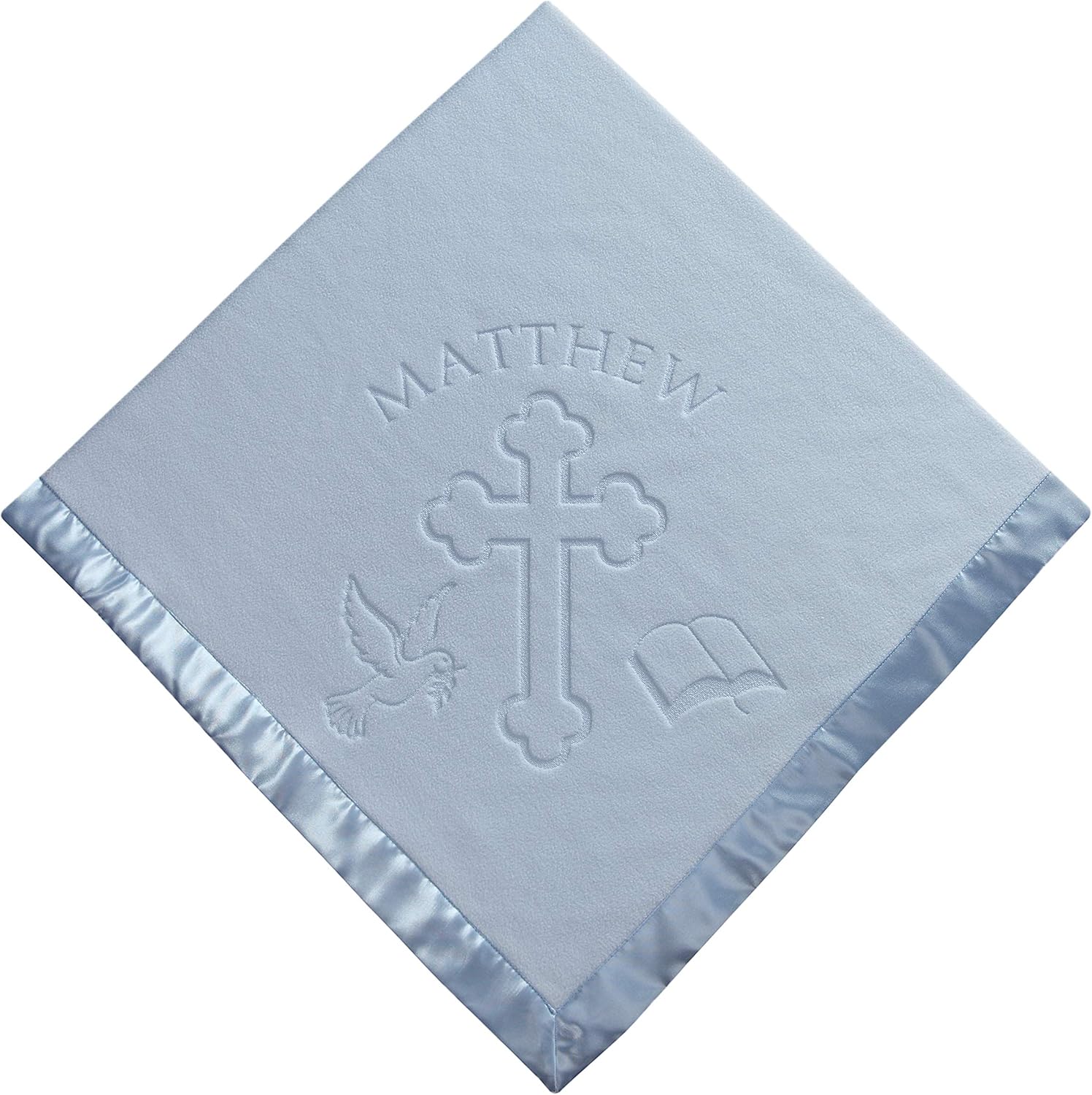 Custom Catch Personalized Baptism Baby Blanket for Boy - Blue 1 Text Line