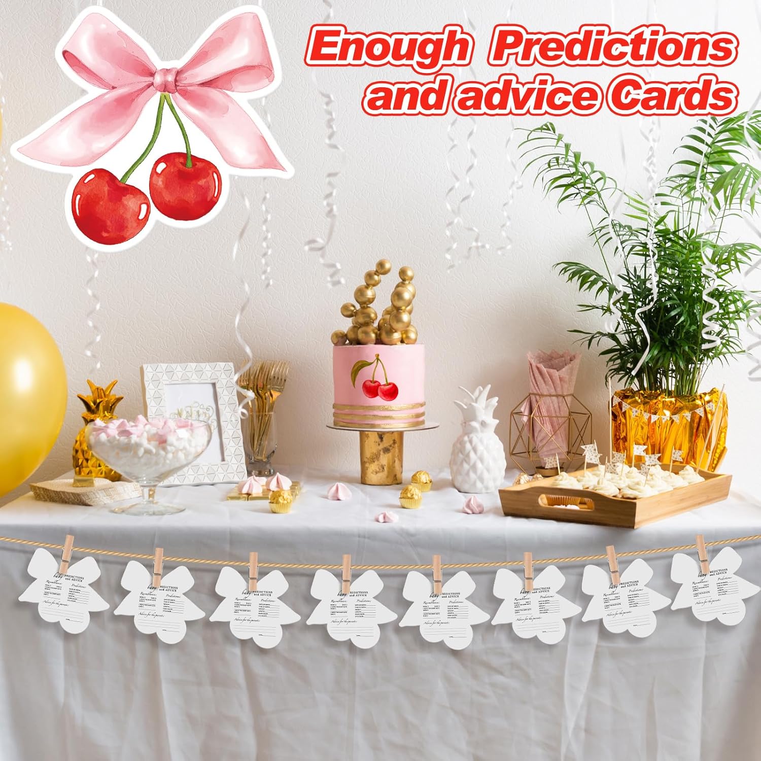 RattanView 50 Pcs Baby Shower Prediction Cards with Wooden Box