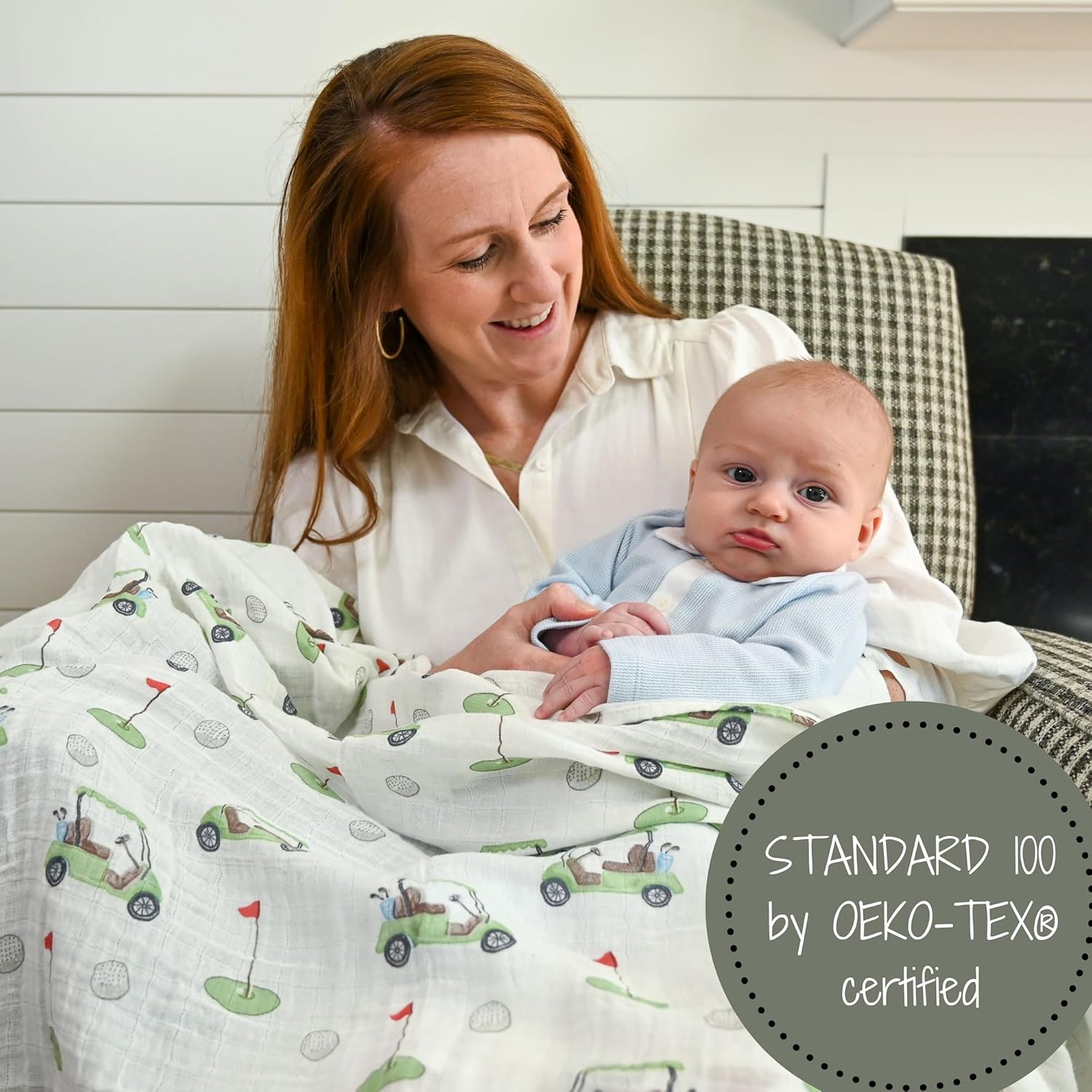LollyBanks Golf Print Swaddle Blanket - 47x47 Inches