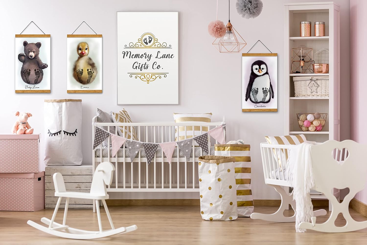 Memory Lane Gifts Co Baby Footprint Art - Baby Penguin Teal Teak 1