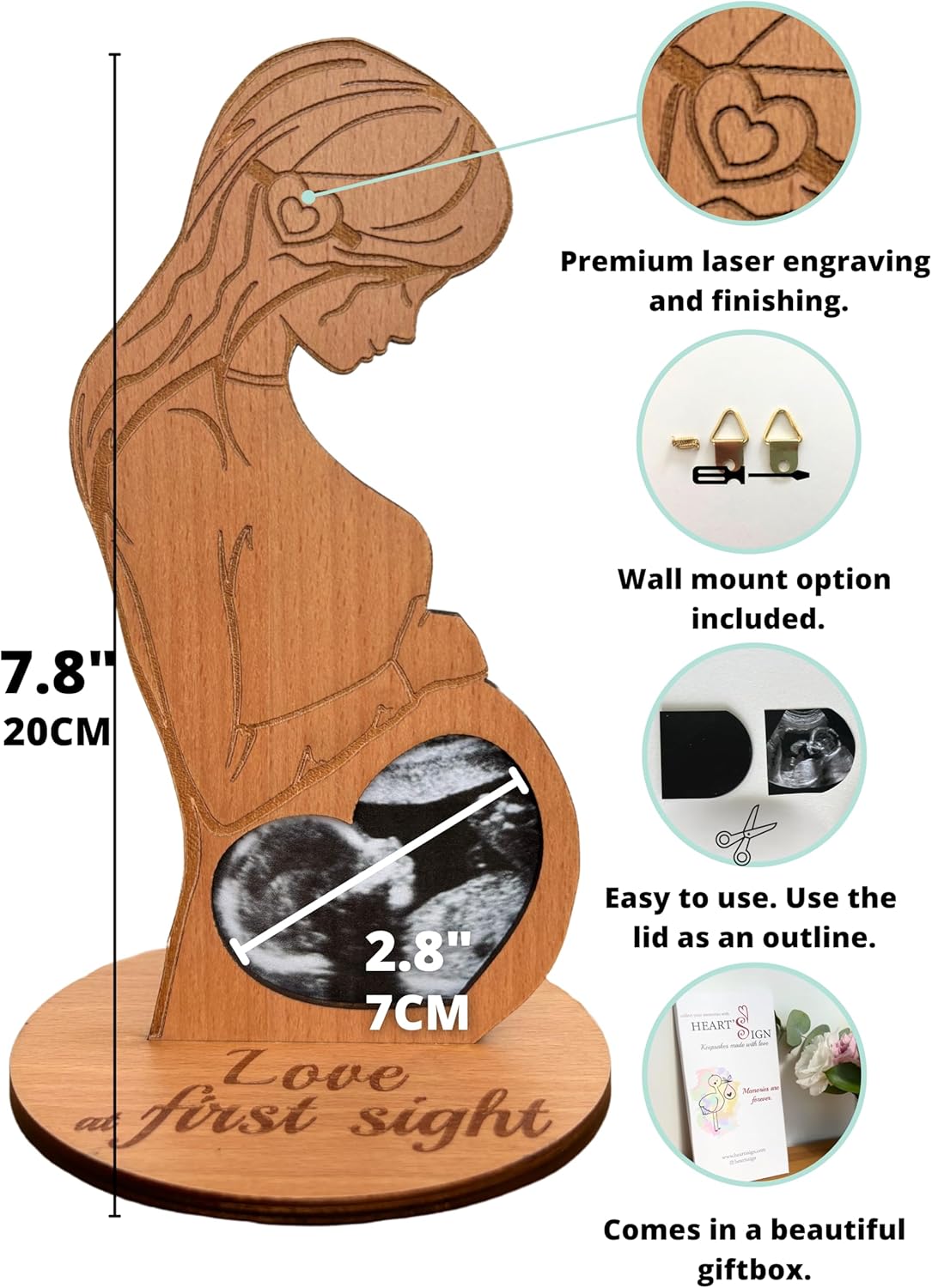 Hearts Sign Baby Ultrasound Photo Frame - Heart-Shaped Keepsake