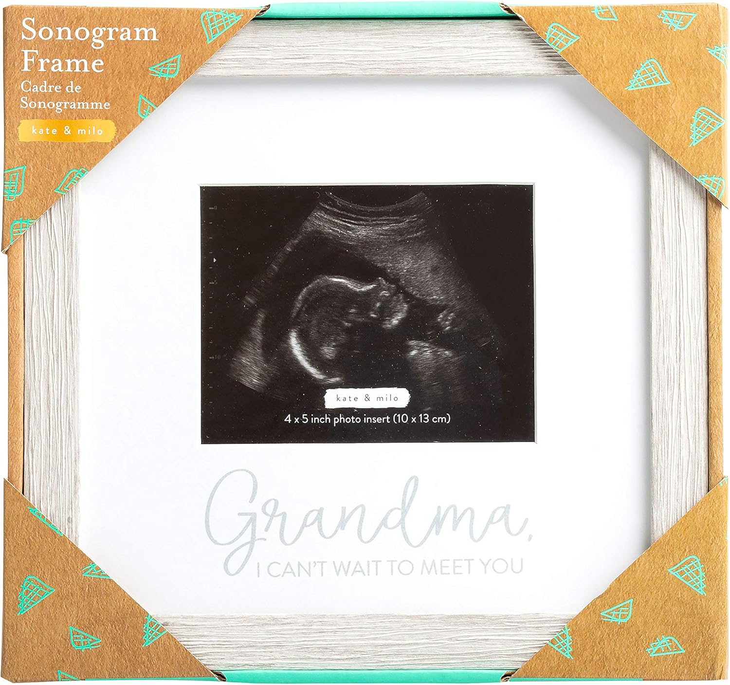 Kate Milo Rustic Sonogram Frame 4x5 Photo Insert Distressed Gray