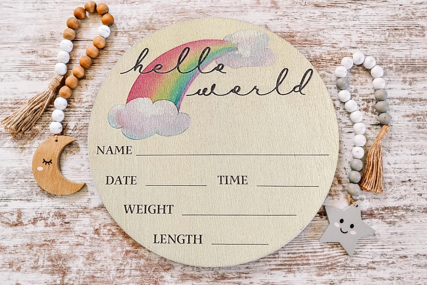 Prezzeluna Rainbow Baby Announcement Sign