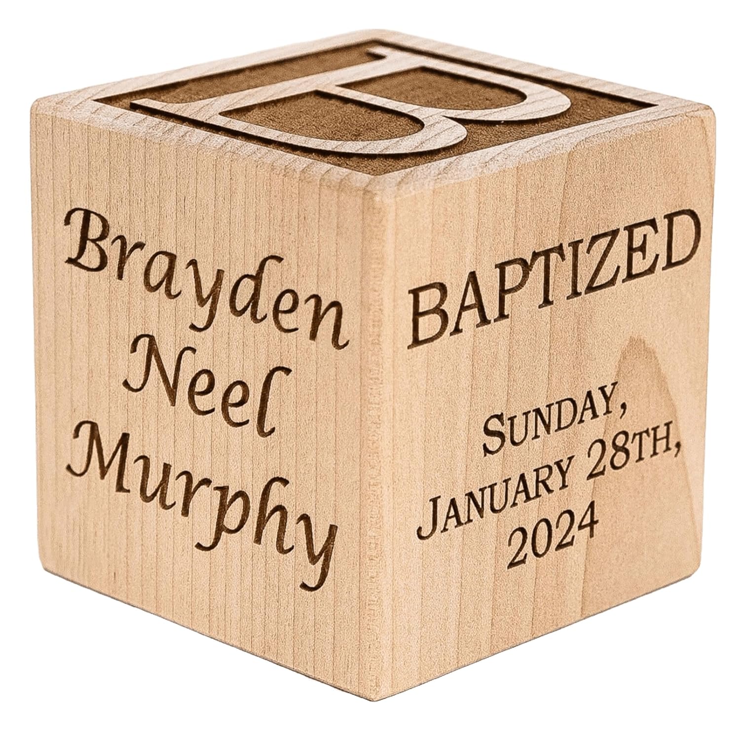 Personalized Baby Baptism Wood Block 25 Size