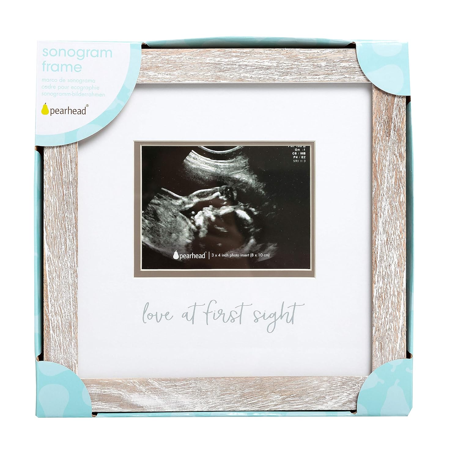 Pearhead Love at First Sight Sonogram Frame 4x3 Photo Insert Rustic