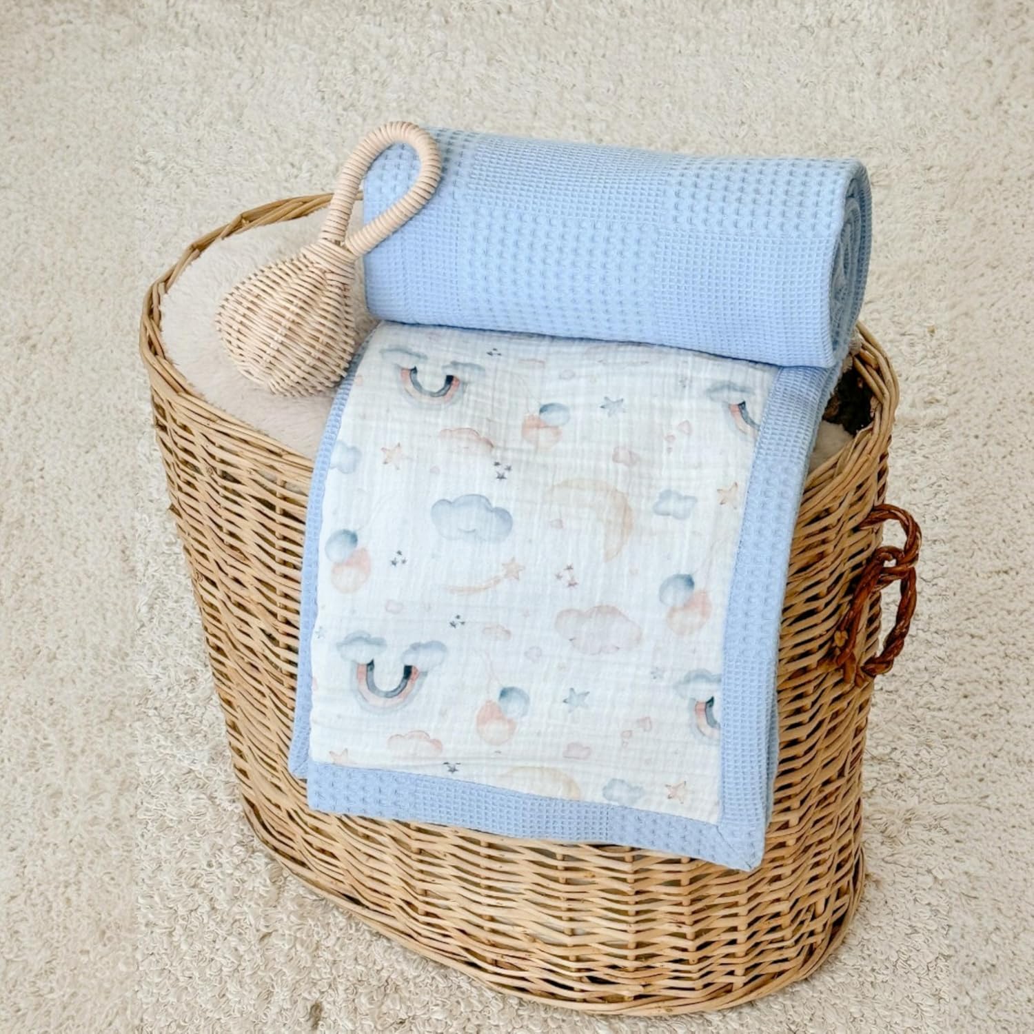 Personalized Baby Blanket with Name Handmade Organic Cotton Keepsake