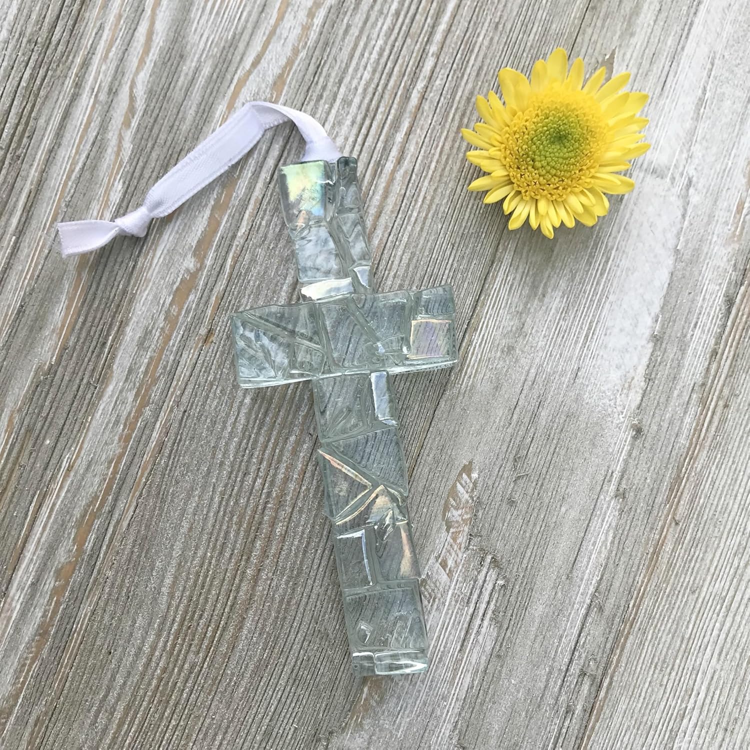 Baby in Heaven Clear Mosaic Handmade Cross - Infant Loss Sympathy Gift
