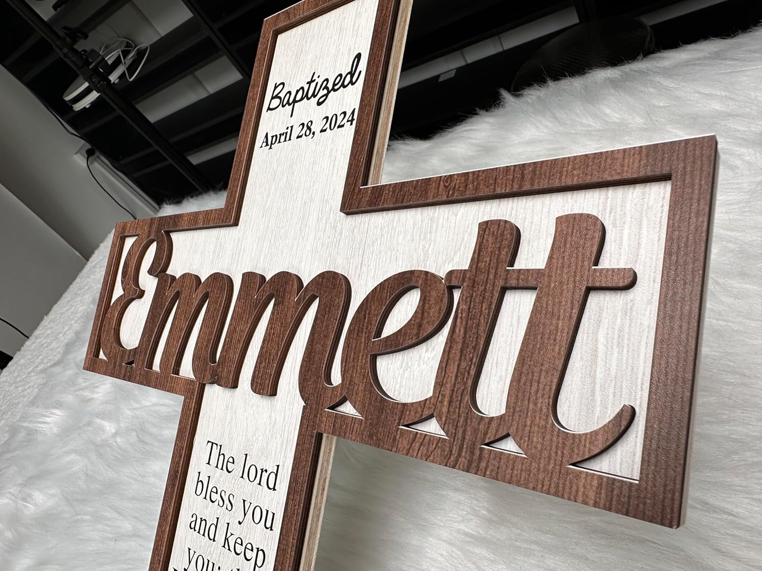Personalized Baptism Cross Wooden Sign for Kids