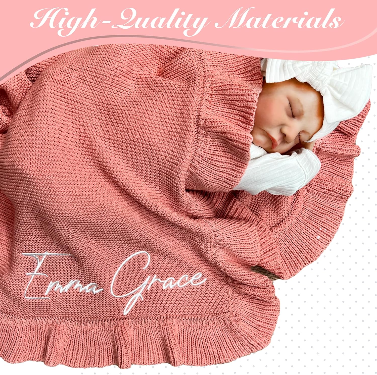HuitzilAM Personalized Baby Blanket with Name Embroidery 30x40in