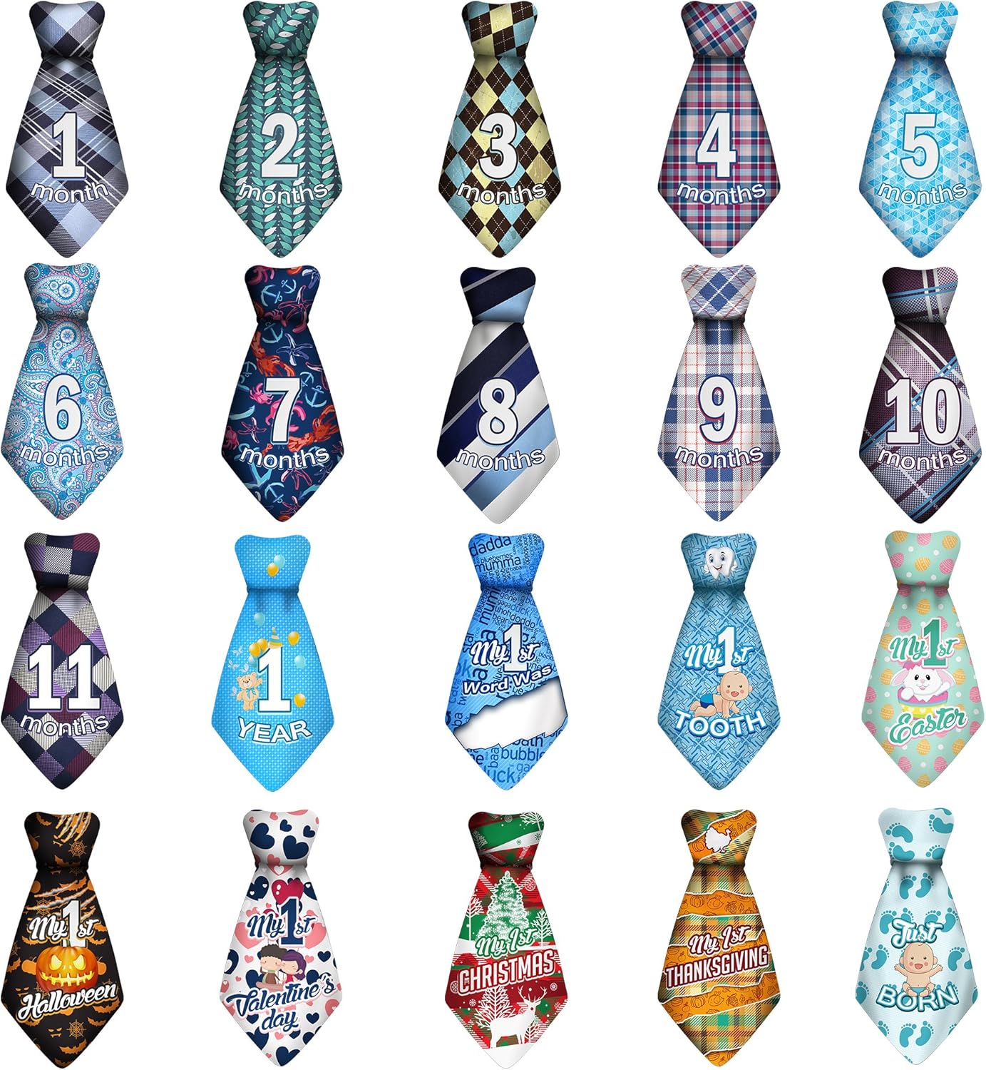 TurtleSurfers Baby Monthly Milestone Sticker Ties
