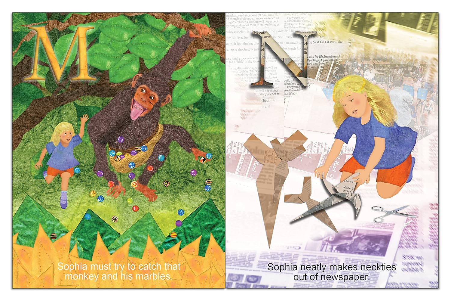 Personalized Childrens ABC Book with Name Hair Color