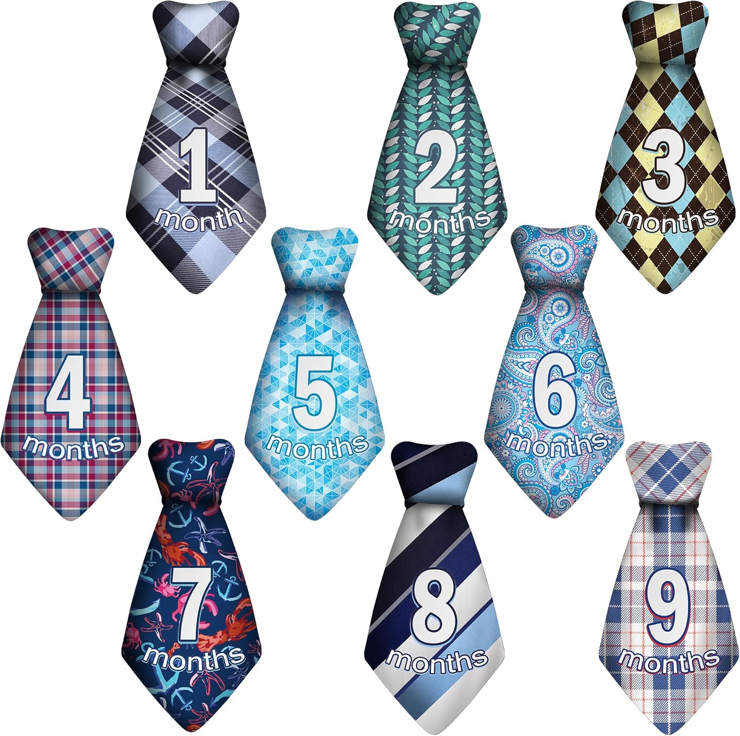 TurtleSurfers Baby Monthly Milestone Sticker Ties
