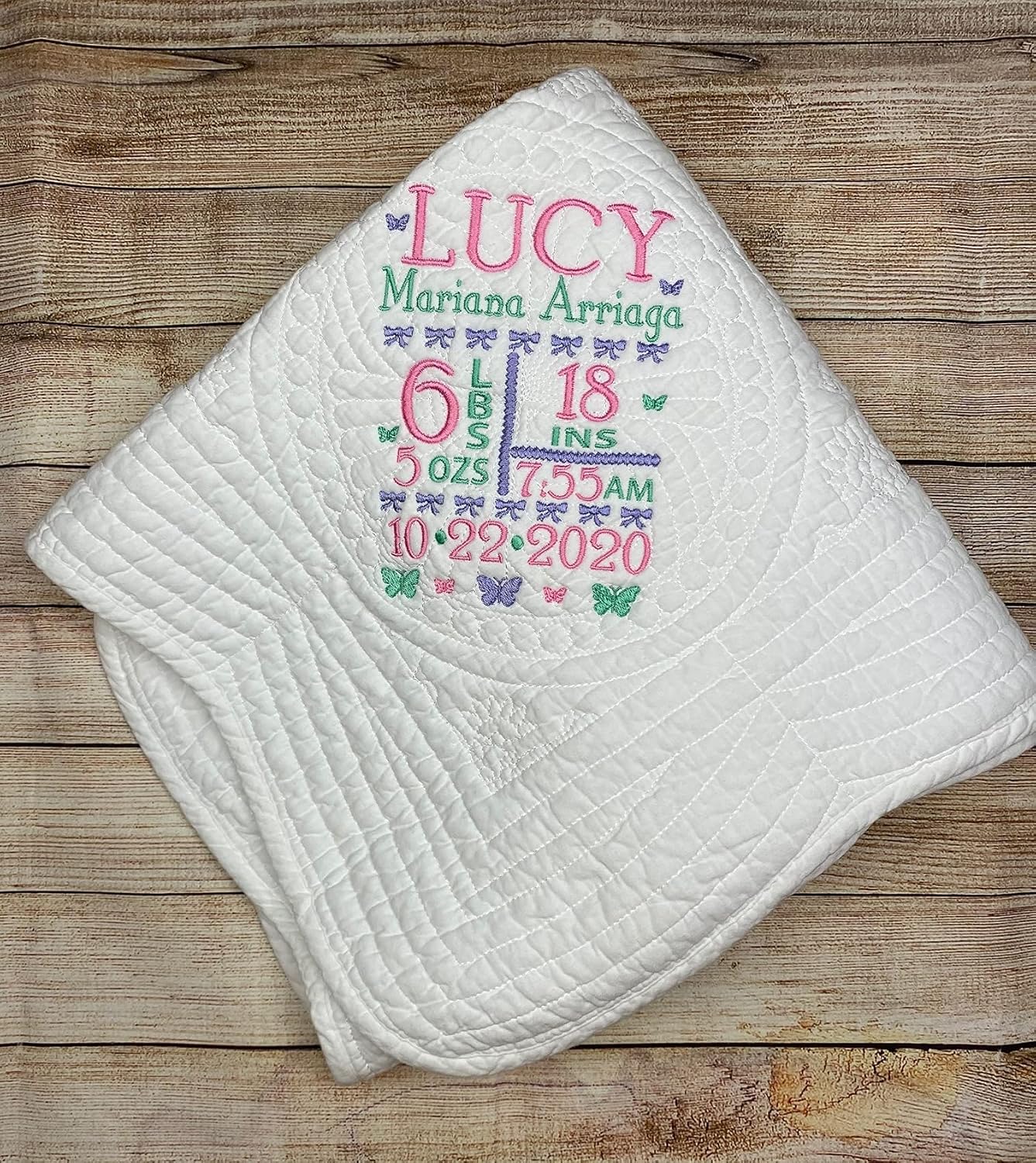 Personalized Baby Quilt for Newborn Girls