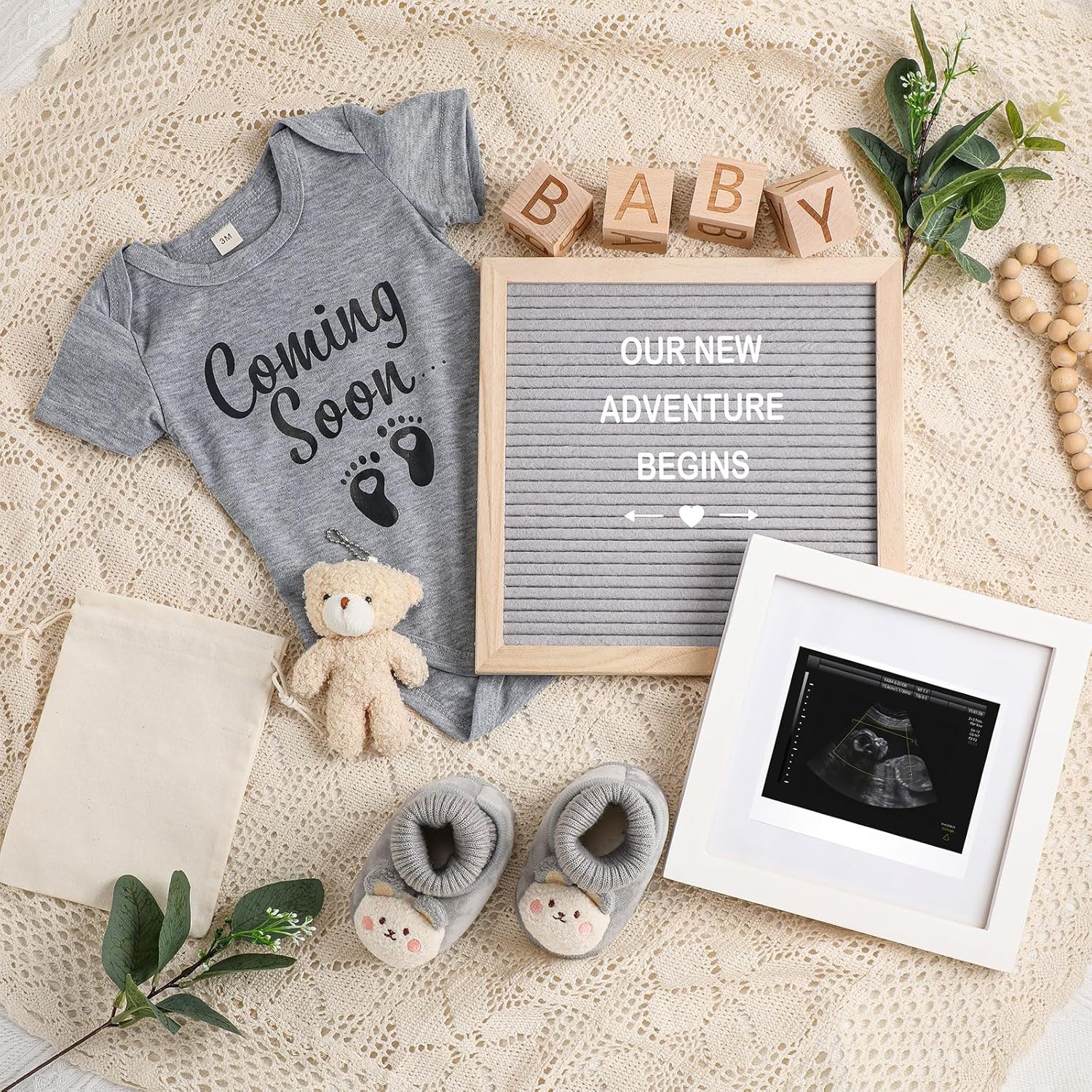 Canlierr 9 Pcs Pregnancy Announcement Set Gray