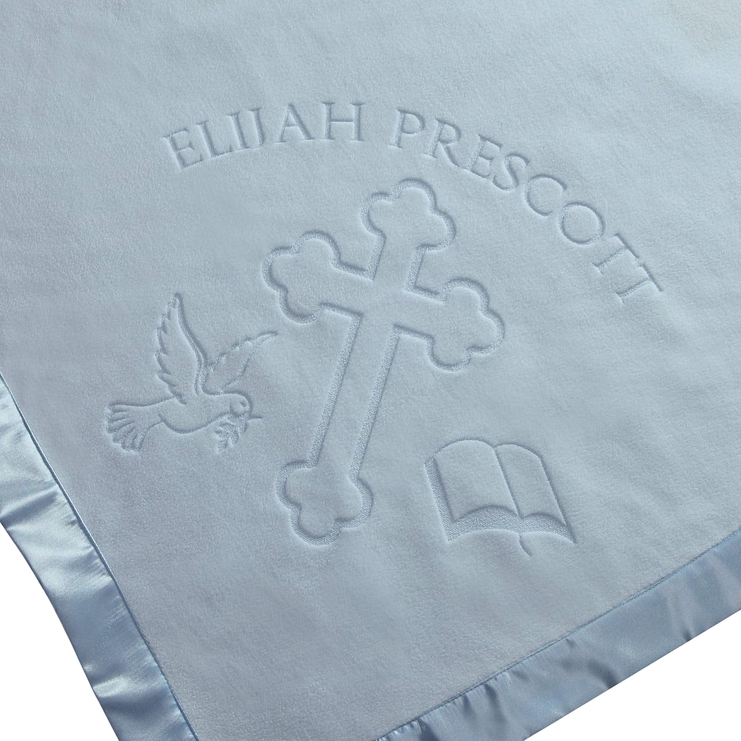 Custom Catch Personalized Baptism Baby Blanket for Boy - Blue 1 Text Line