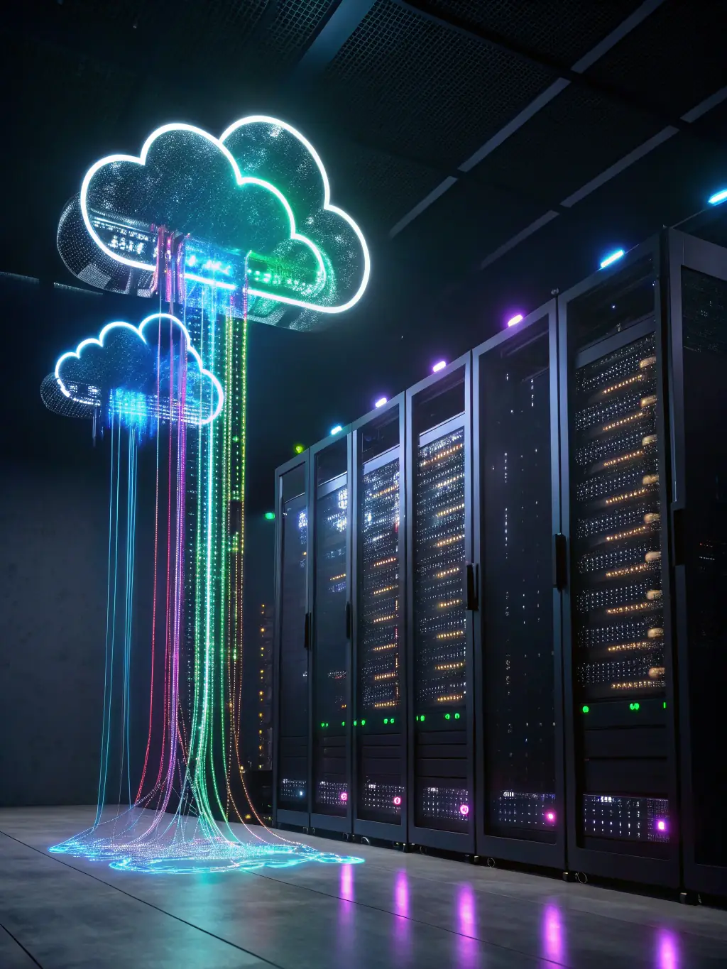 A visual representation of cloud infrastructure, showcasing scalability and security features.